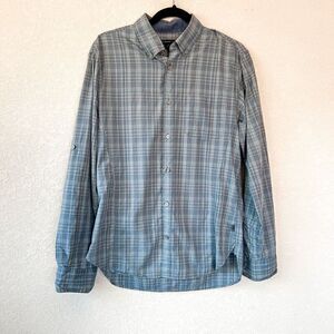 John Varvatos Plaid Light Weight Optional Rolled Sleeve Button Down Size Small